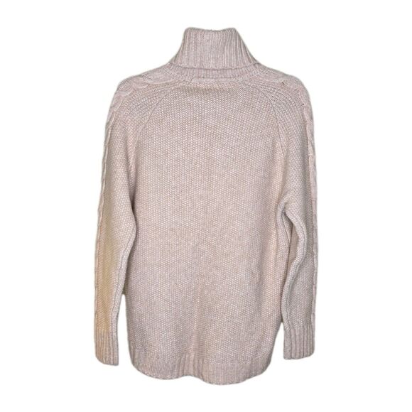 Kari Traa Women's Lid Knit Medium Cable-Knit Light Pink Turtleneck Sweater - Picture 3 of 10